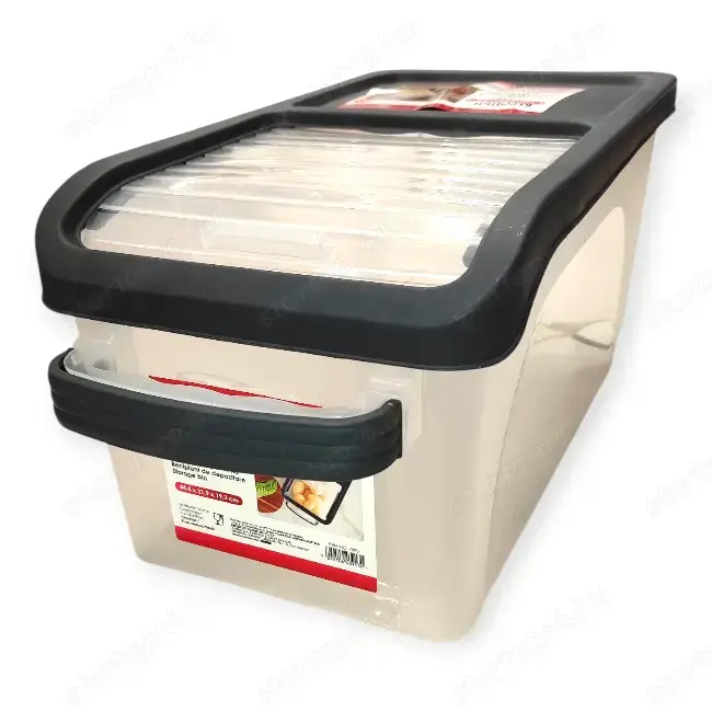 Élelmiszertároló doboz   15 L, átlátszó, fedeles, gurulós