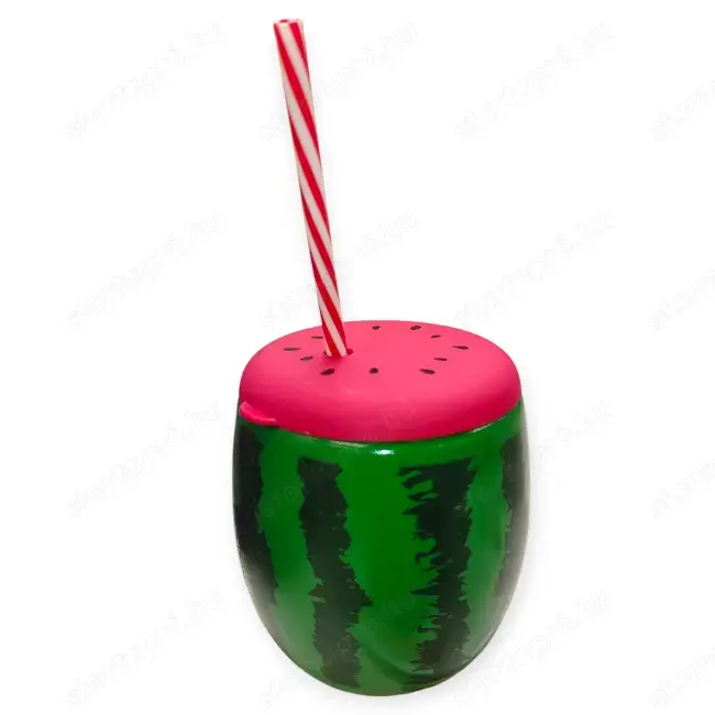 3D görögdinnye pohár szívószállal 0,9L