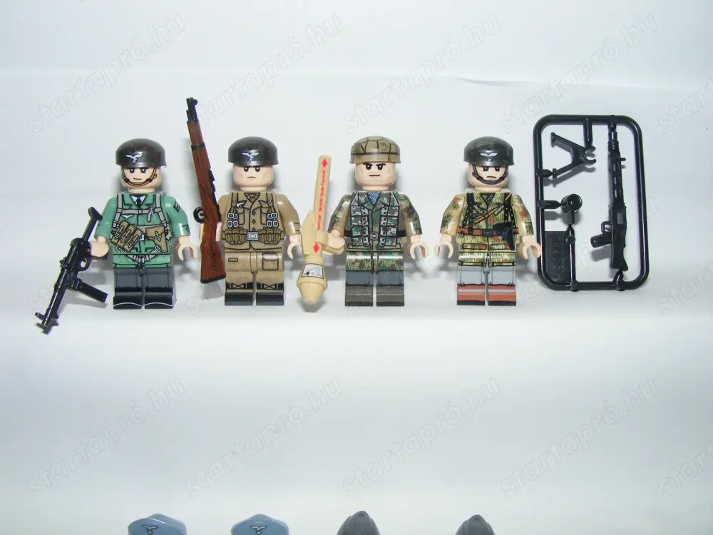 Lego 2. Világháborús Német katonák Lufwaffe Légierő MP40 Pz katona 4db ÚJ