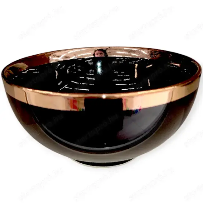 Kerámia tál fekete színben arany peremmel   520 ml