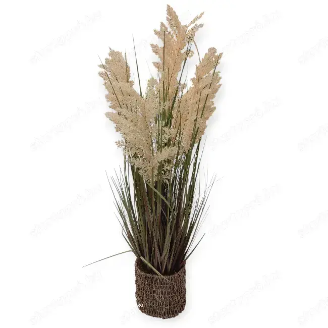 Műnövény fonott kaspóban, téli fű, dekoráció, műanyag 87 cm