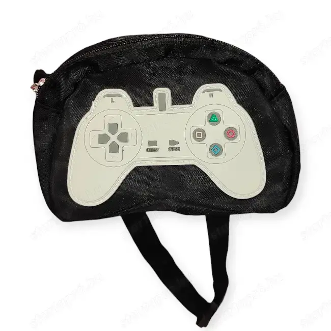 Fekete-fehér fiú övtáska   játékkonzol mintával