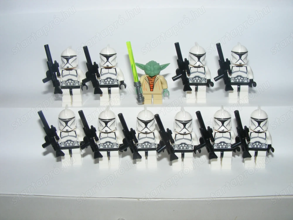 Lego Star Wars figurák Ep1. Clone Trooper klón katona figura 10db + Yoda ÚJ