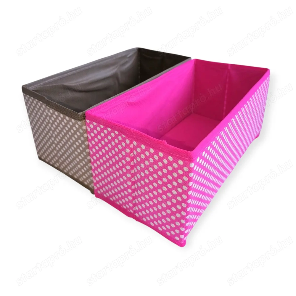 Fukszia és barna pöttyös szövet fiókos rendszerező   2 db