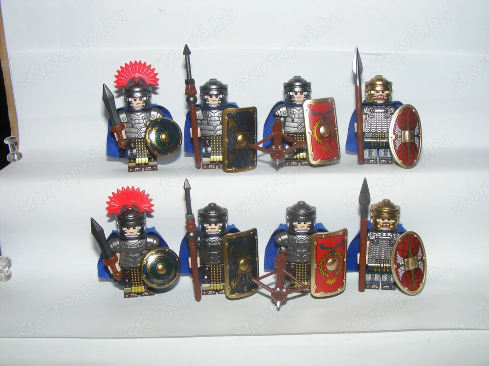 Lego Castle páncélos Római gyalogos katona figurák katonák + Brickarms Fegyver 8db