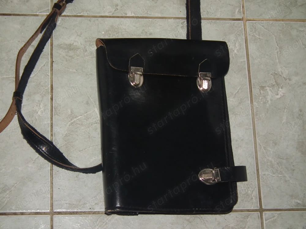 NOS lengyel retró katonai bőrtáska bőr táska térkép táska térképtáska