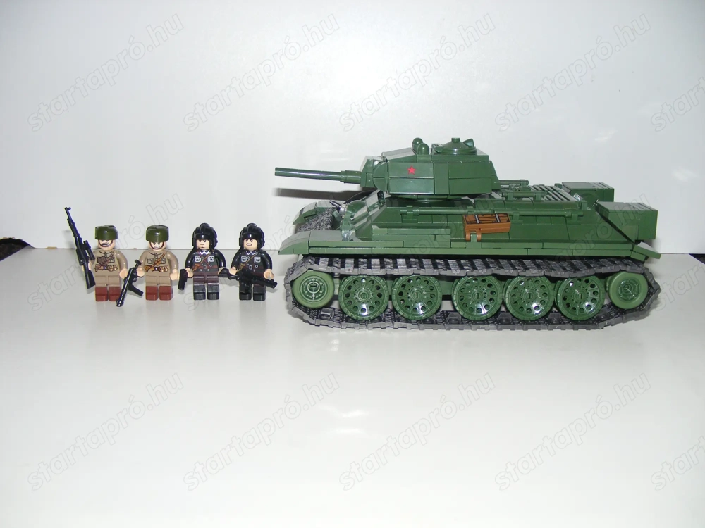 Lego 2. Világháborús Orosz Szovjet T-34 T34 Tank harckocsi 1000db + 4 katona ÚJ