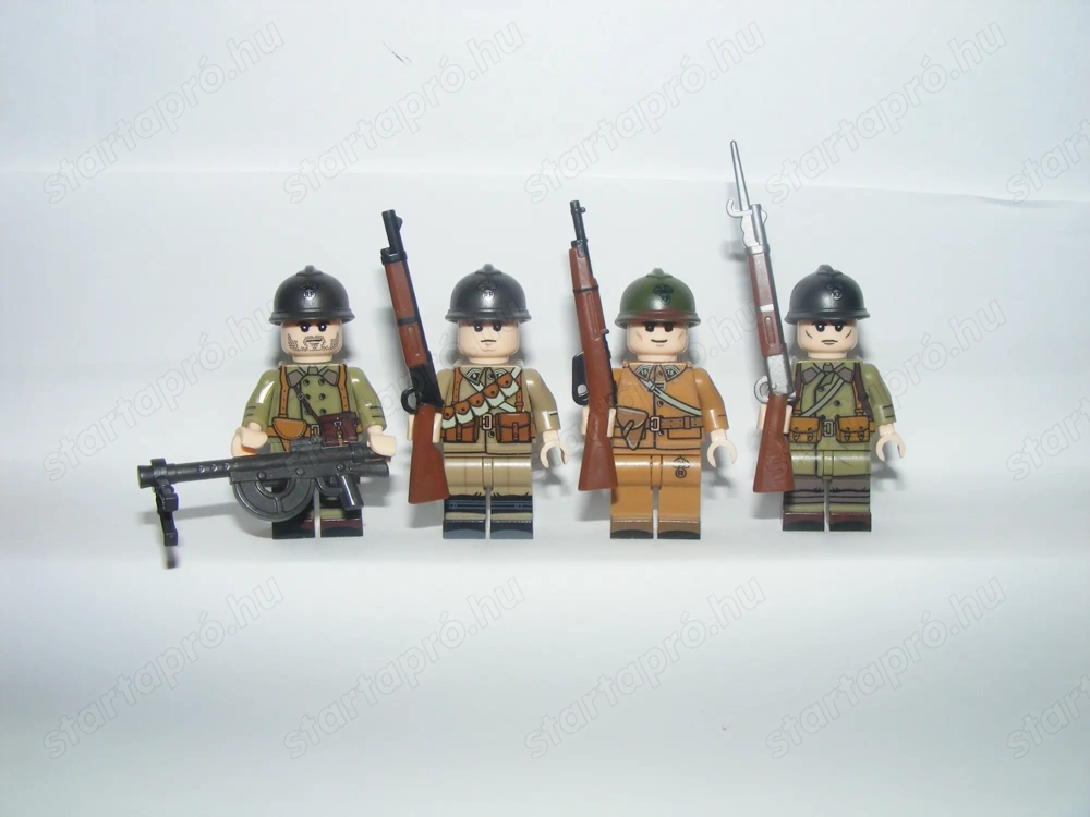 Lego 2. Világháborús Francia katonák 4db katona figura FRA fegyver ÚJ