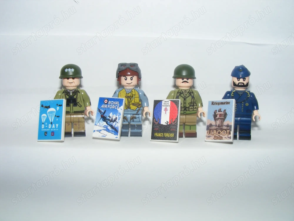 Lego 2. Világháborús katonák Tengerész Ejtőernyős Tengeralattjárós tiszt katona + pakett