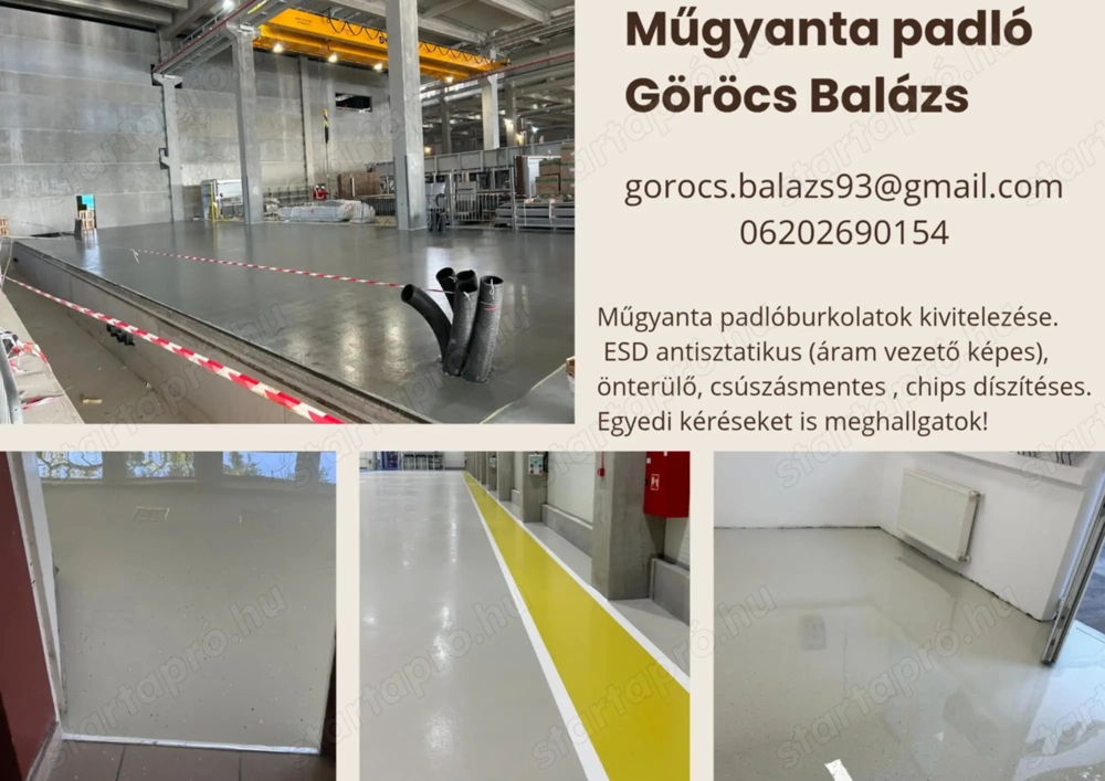 Műgyanta padlóburkolatok kivitelezését vállalom.