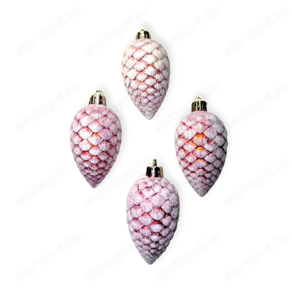 Piros toboz karácsonyfadísz   4 db-os szett (7 cm)