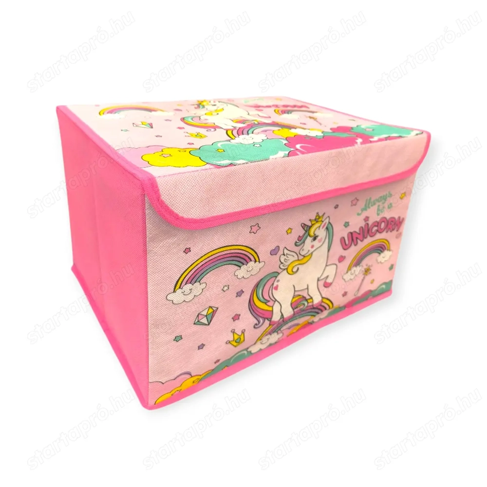 Unikornis textil tárolódoboz fedéllel 40x30x25 cm