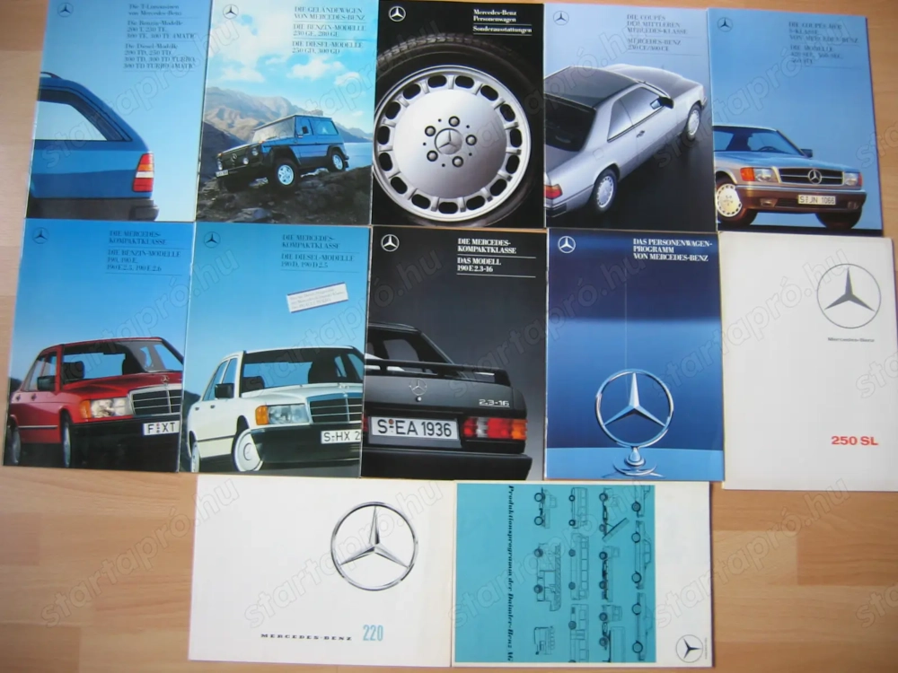 Régi autó leírások, prospektusok eladók.