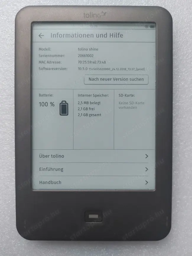 Tolino Shine eboook reader HD wifi touch screen háttérvilágítás SD card slot 