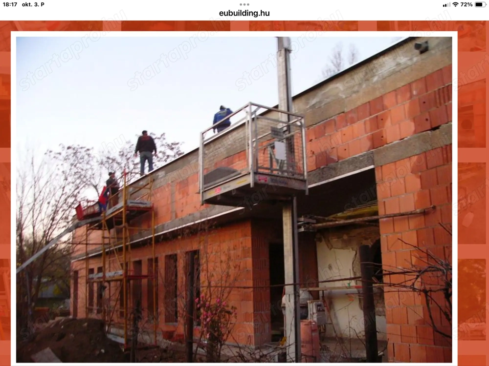 Egyenespályás felvonó,építőipari felvonó