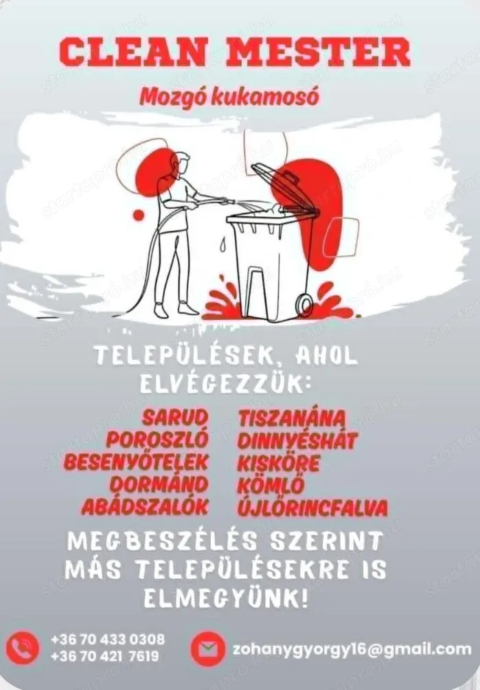 Mozgó kukamosó heves megyében.