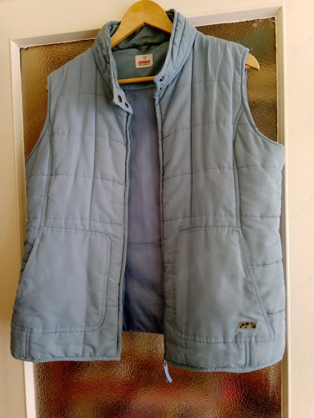 Takko-s női ujjatlan dzseki, mellény türkizkék színű 44-es méret XXL, használt de jó állapotú 