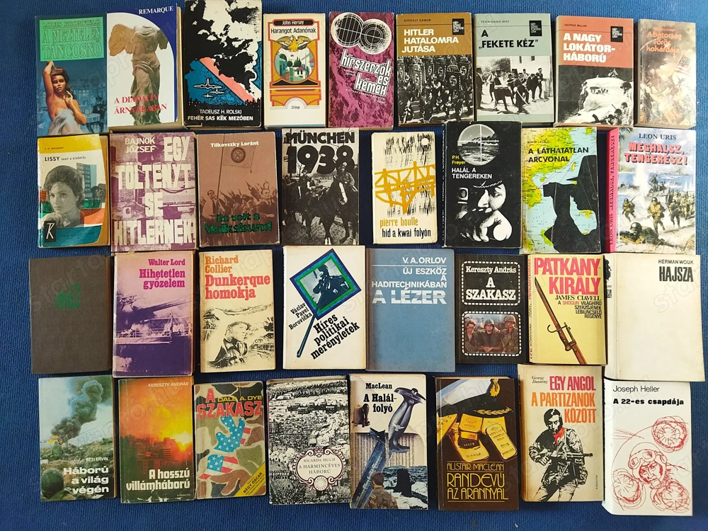 Háborús könyvek regények 34 db