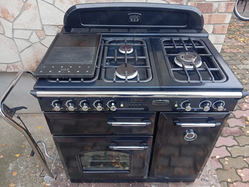 Angol tűzhely Rangemaster 5 gáz égő,2 gáz sütő 1, elektromos sütővel