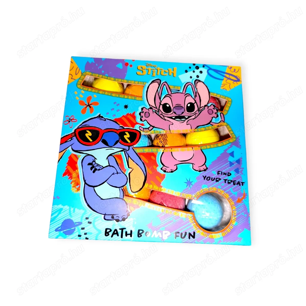 Disney Lilo & Stitch pezsgő fürdőgolyó szett   4 féle illat 12 db (4 féle illat, 3 30 g)