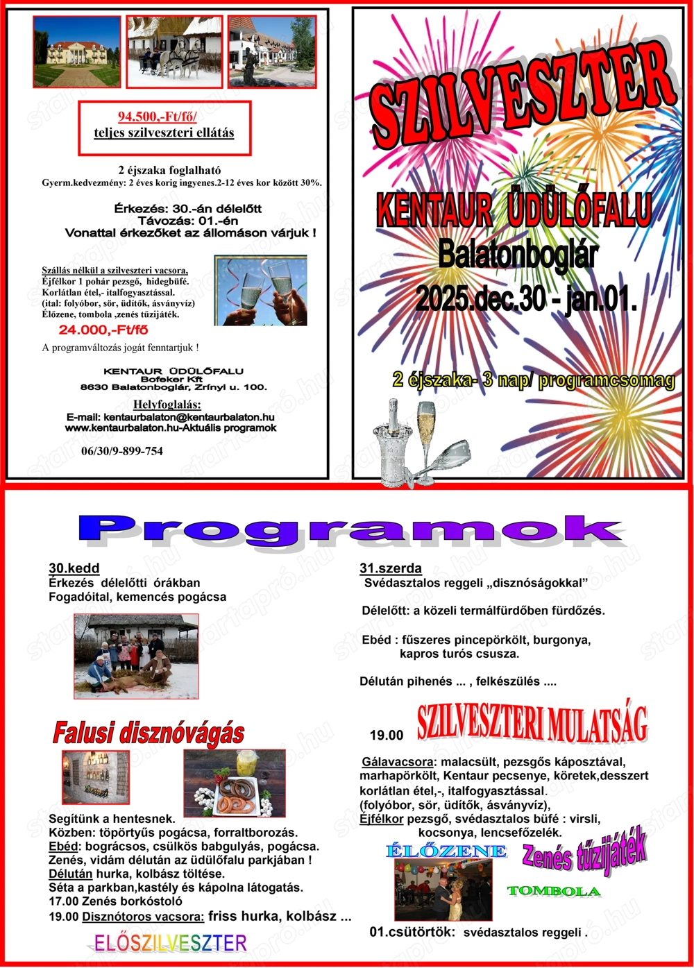 Szilveszterezzen a Kentaur Üdülőfaluban Balatonbogláron