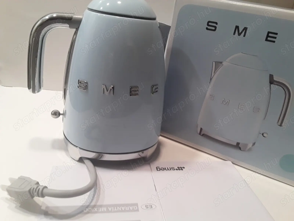 Smeg 3 csészés elektromos vízforraló, kék, új