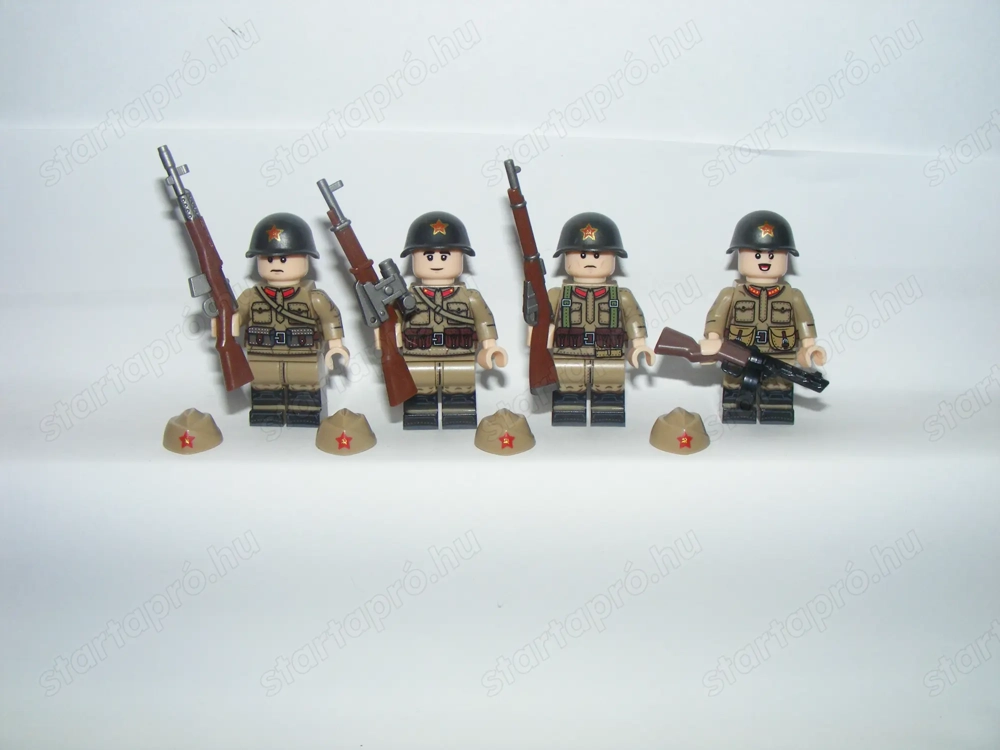 Lego 2. Világháborús Orosz Szovjet gyalogos katonák SVT PPS M1891 4db ÚJ