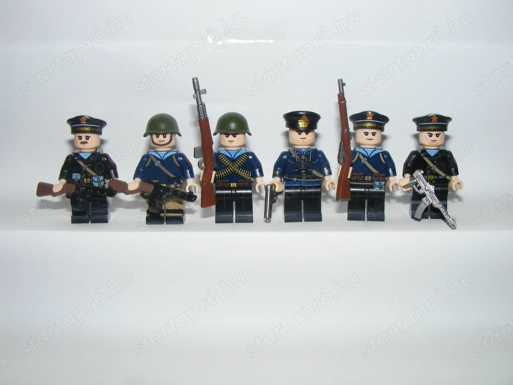 Lego 2. Világháborús Orosz Szovjet tengerész gyalogság katonák + parancsnok ÚJ