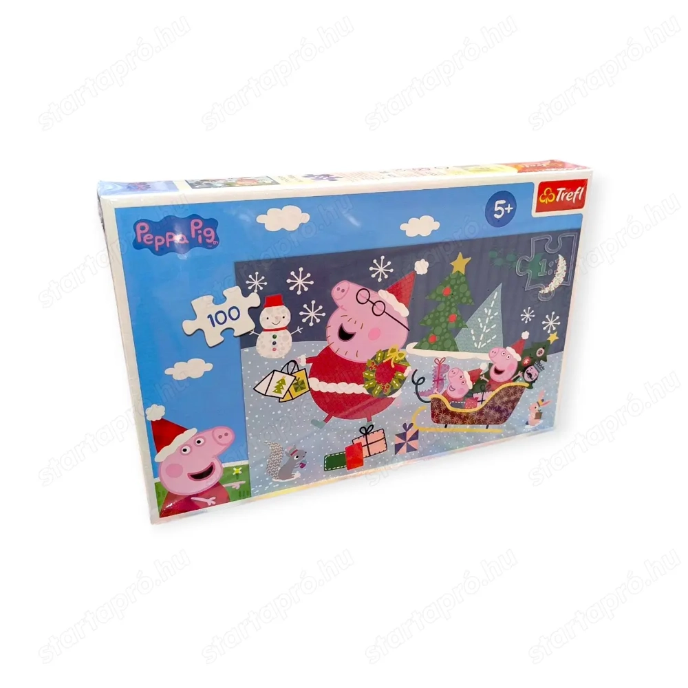 Peppa Pig karácsonyi kirakós   Peppa és a család szánkózása (100 darab, Trefl)