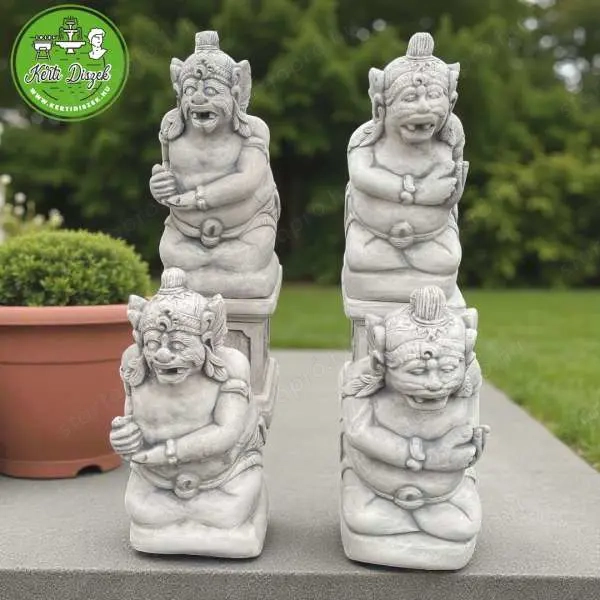 Meditáló Istenség Kőszobor   Balinéz Stílusban