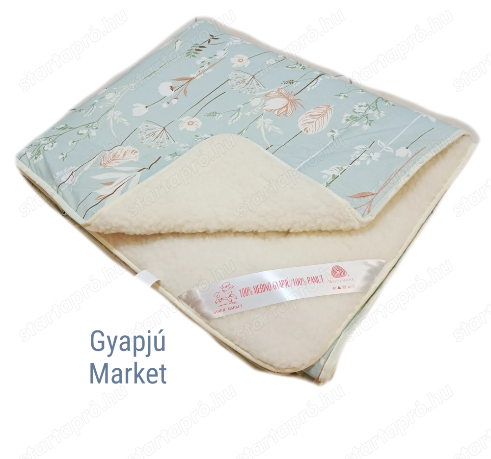 Bárány merino gyapjú pamut takaró gyapotvirágos130x200 cm
