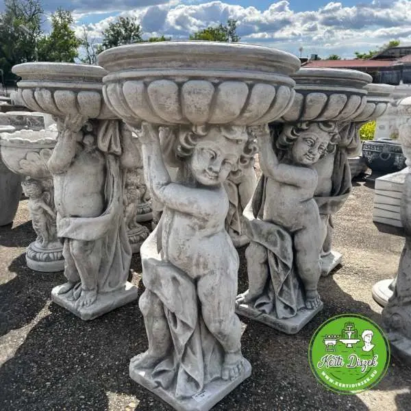 Nagy virágtartó puttó szobor