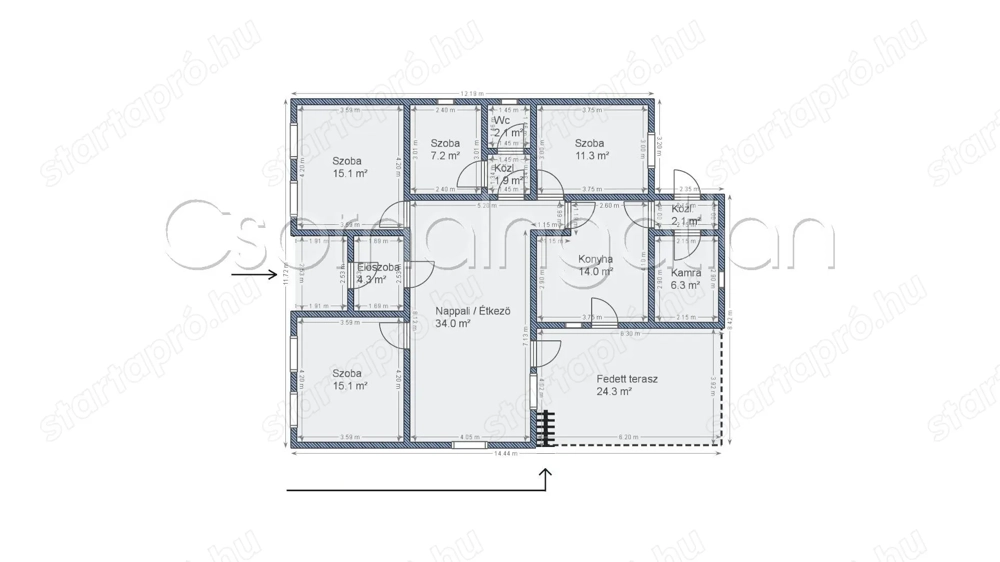  Szany - 3 szoba nappalis ház nagy telken eladó