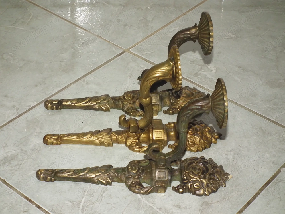 Pazar súlyos egy gyertyás réz falikarok 3 db. egyben nr.2