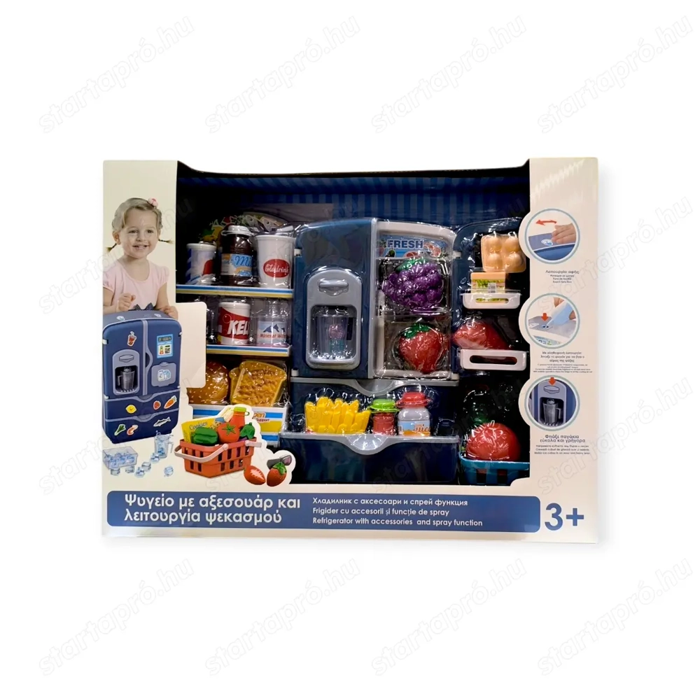 Játék hűtő gyerekeknek hanggal, fénnyel és kiegészítőkkel