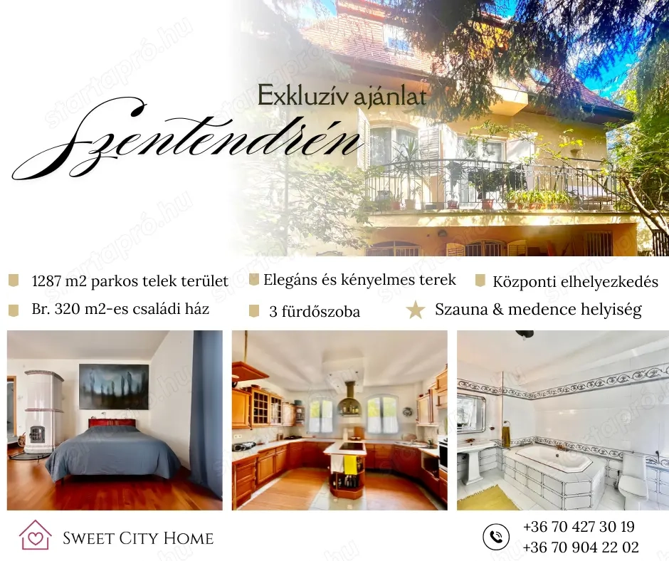 Elegáns rezidencia Szentendrén ELADÓ