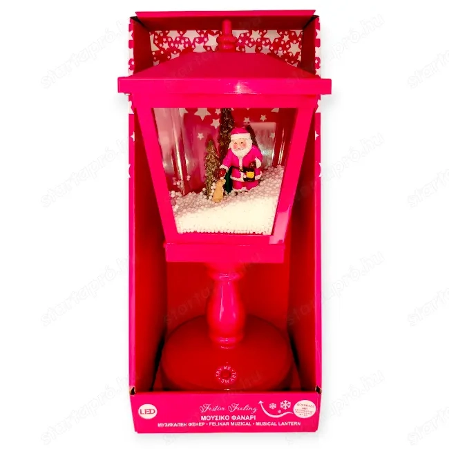 Karácsonyi Mikulás lámpás hógömb LED fénnyel és zenével   14x14x33cm