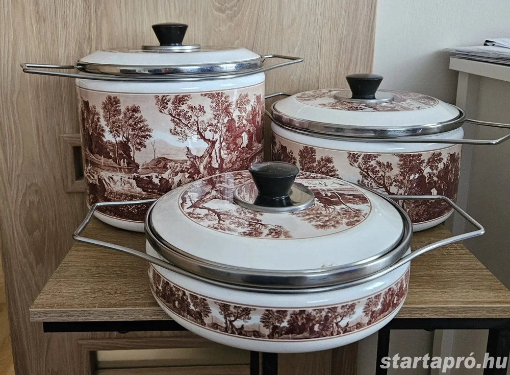 Marocchi Suzarra Italy -retro 6 részes zománcozott edénykészlet