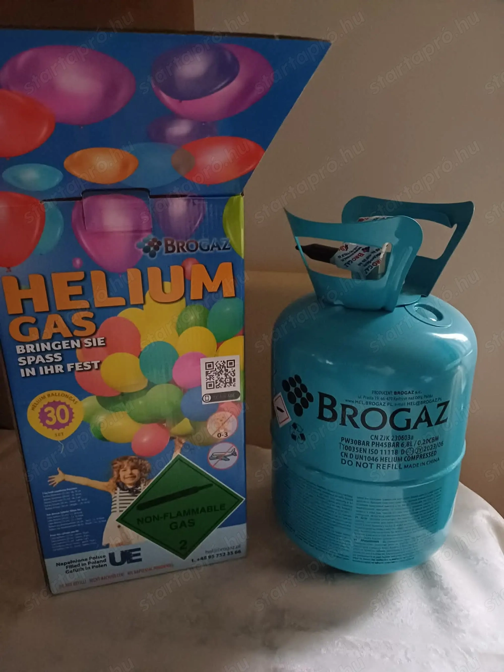 Eldobható hélium palack 30 darab gumilufi felfújásához, ÚJ!
