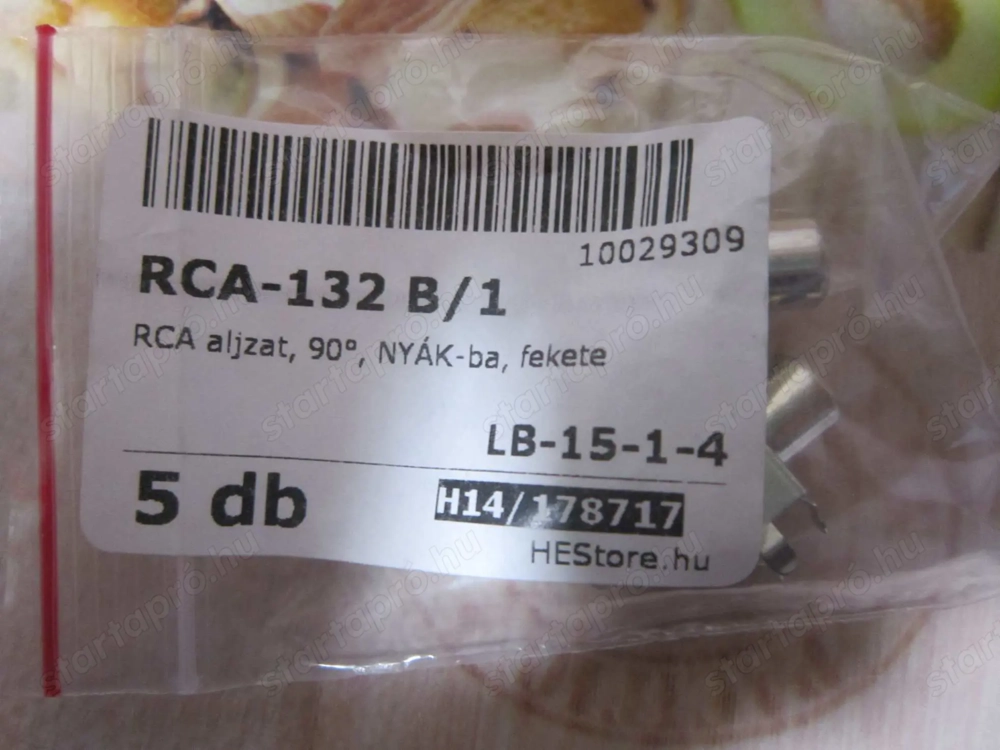 5 darab RCA-132 B 1 aljzat NYÁK-ba fekete Hódmezővásárhelyen * Easyboxba 1480