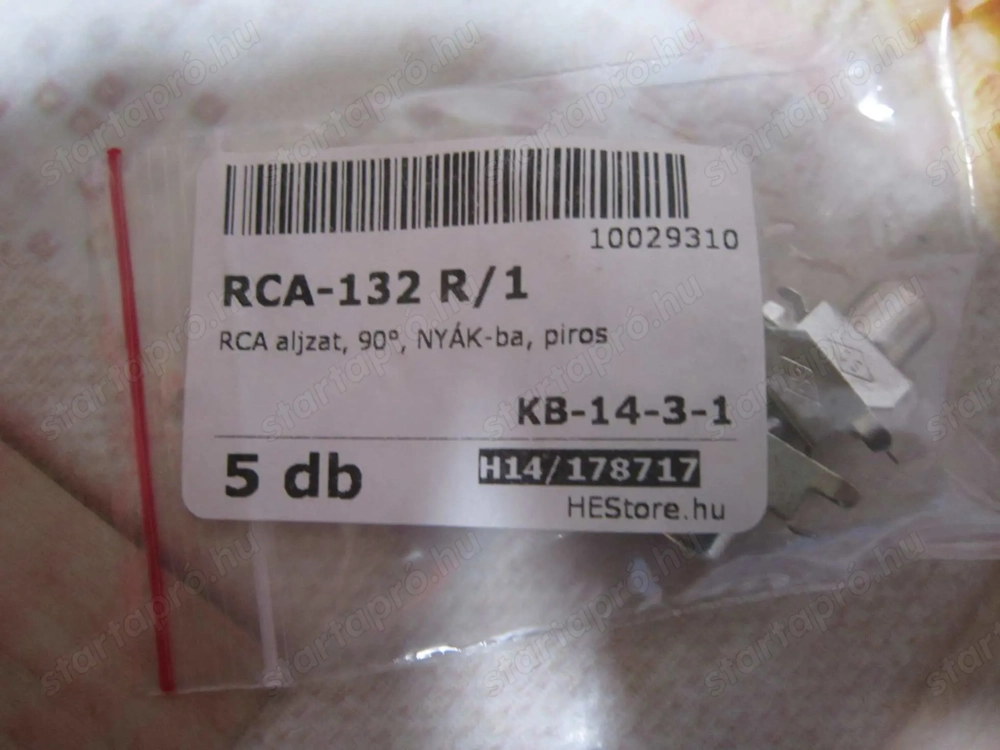 5 darab RCA-132 R 1 aljzat NYÁK-ba piros Hódmezővásárhelyen * Easybox 1480