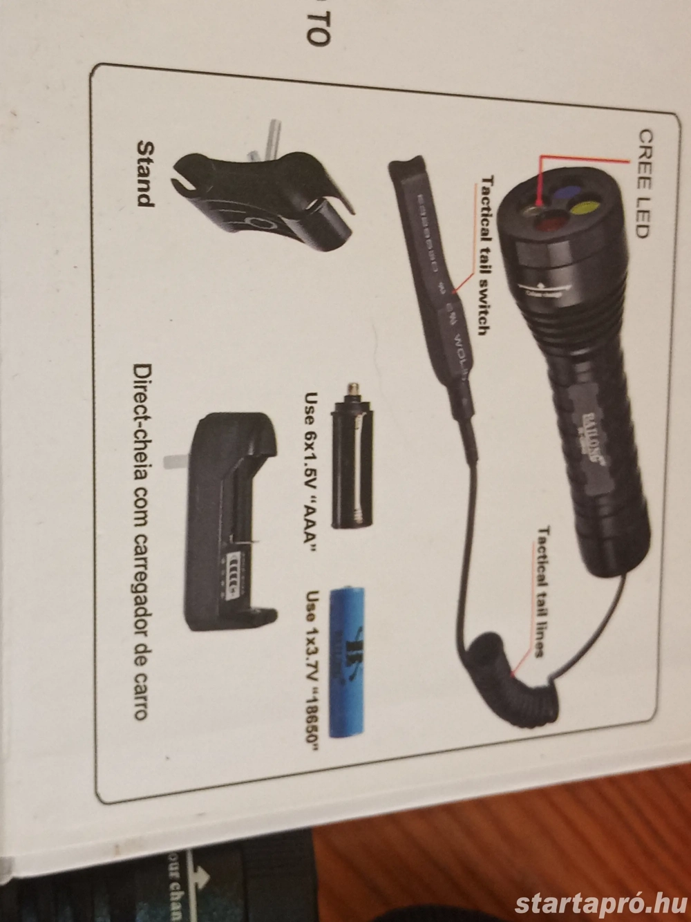  Cree LED SMD Zseblámpa, 10000 lm, 500 m sugarú, Állítható zoom, 4 megvilágítási mód, alumínium, víz