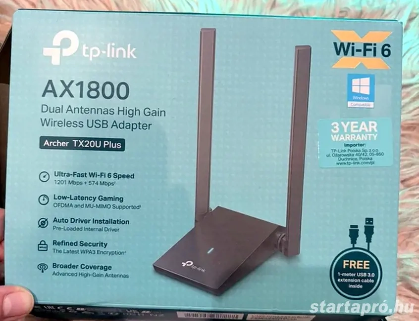 TP-Link Archer TX20U Plus AX1800 wifi 6 adapter külső dual antennás 
