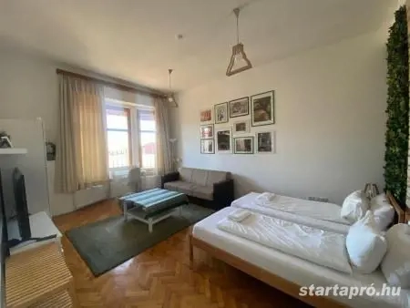Kiadó panorámás, világos, 2 szobás lakás a VI. kerületben, legfelső emeleten