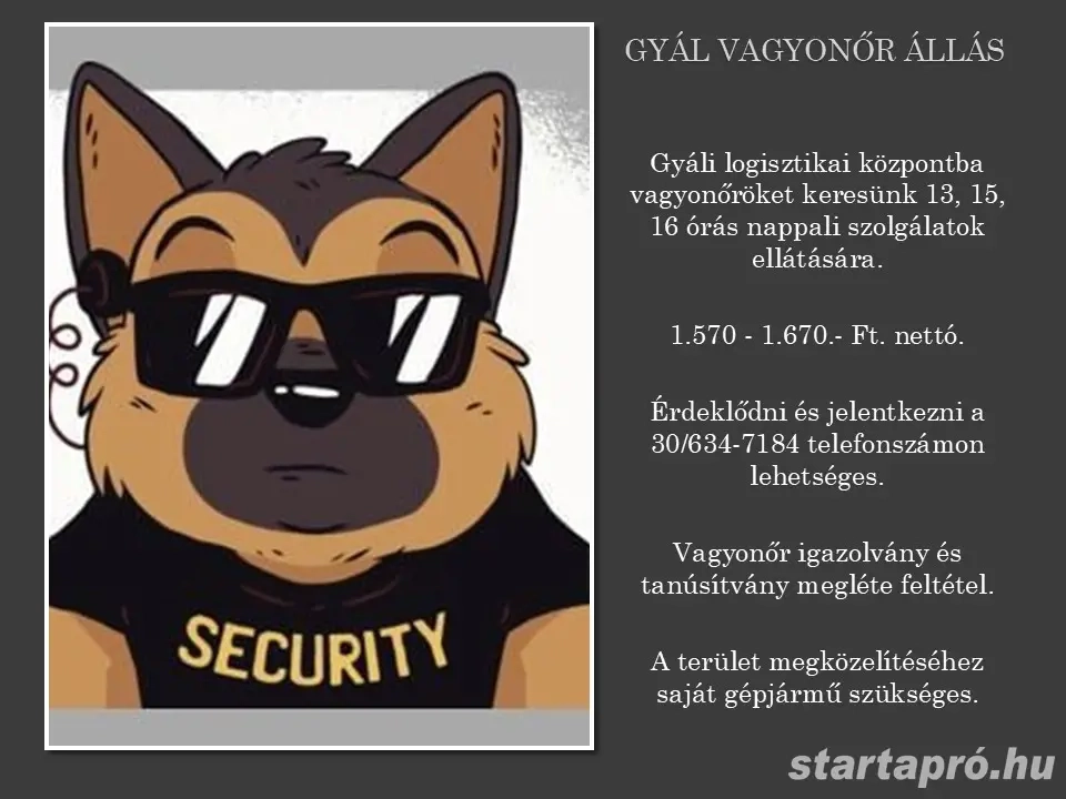 GYÁL - Vagyonőr állás