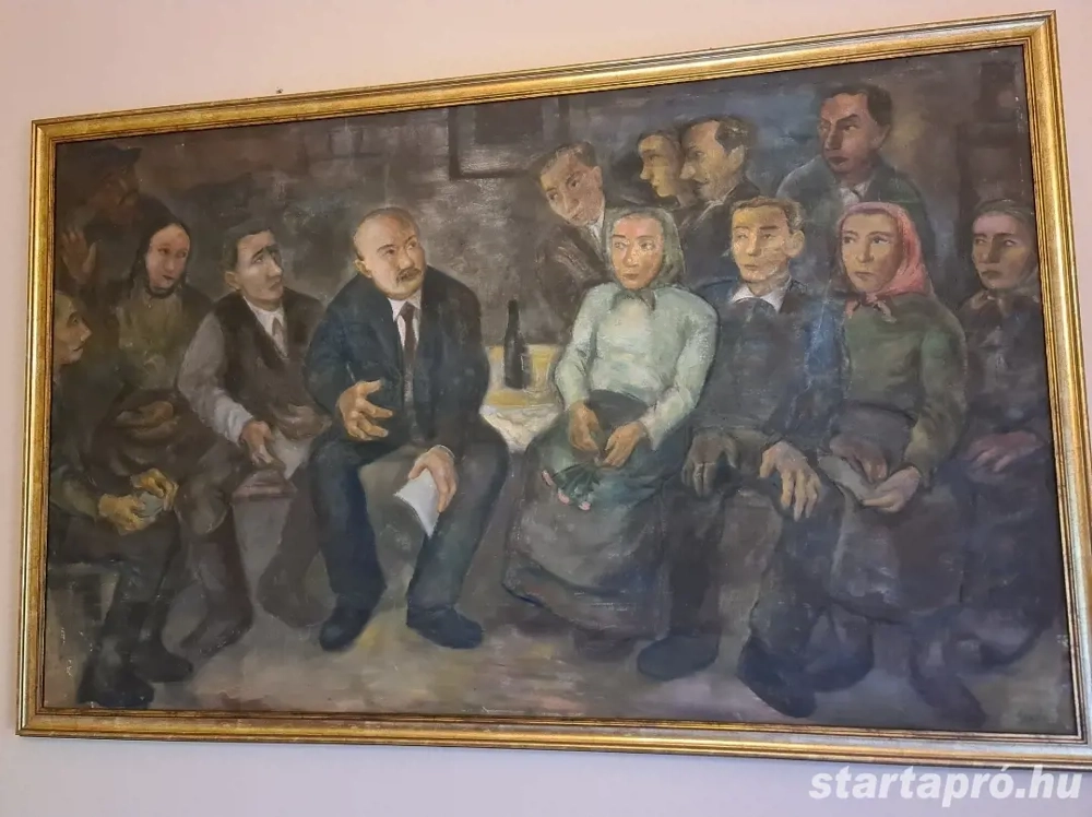 Szocreál olaj vászon festmény