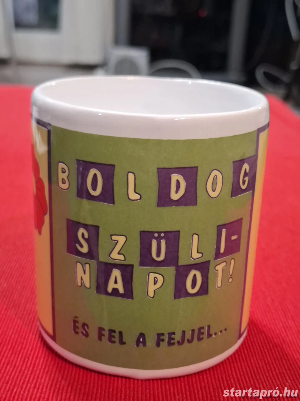 Boldog Szülinapot festett 0,3 Liter, kerámia bögre korsó, eladó