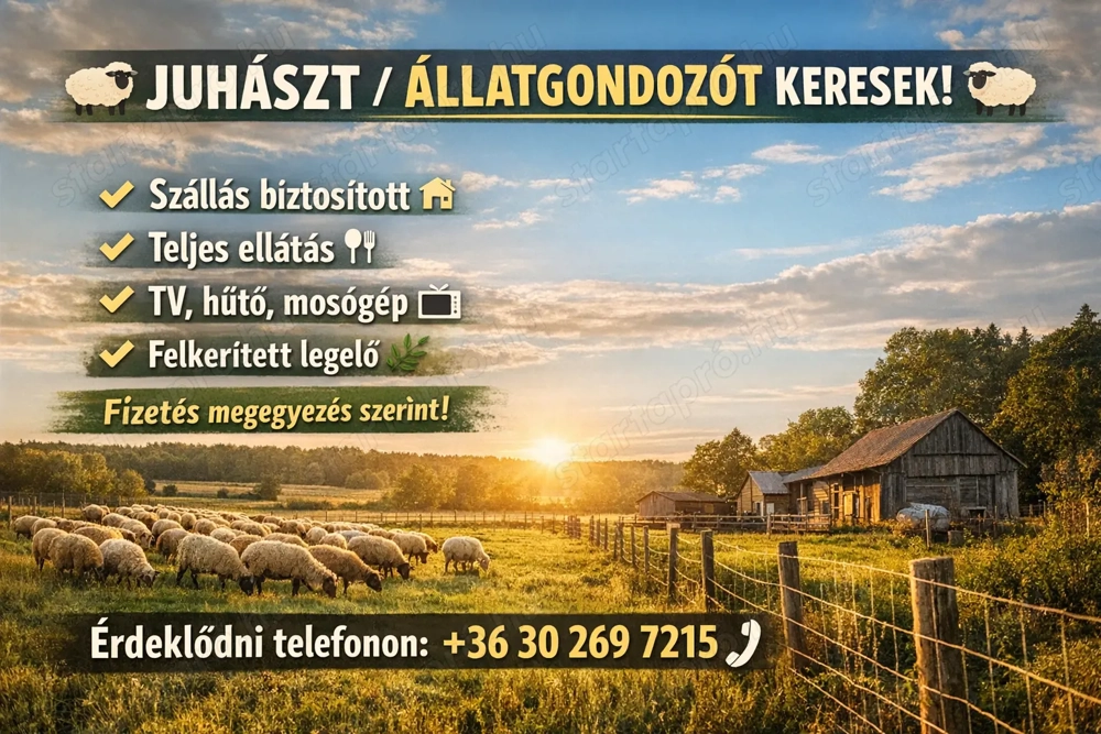 Juhászt, állatgondozót keresek
