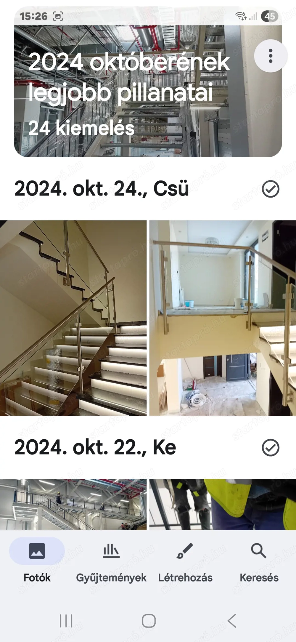 Fa, fém, üvegkorlát szerelése