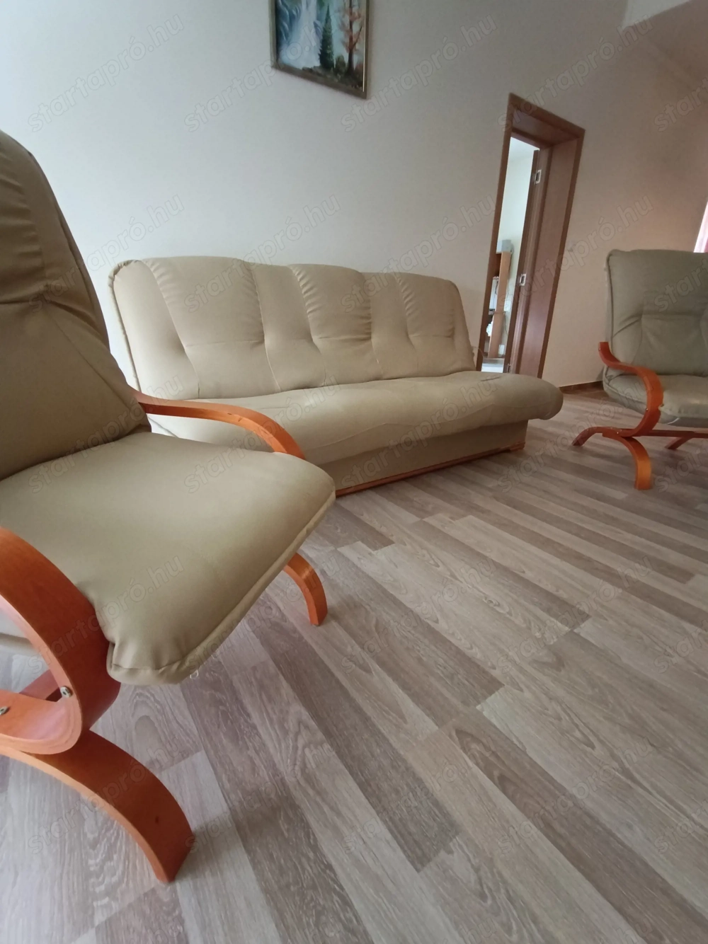 Bézs műbőr ülőgarnitúra 